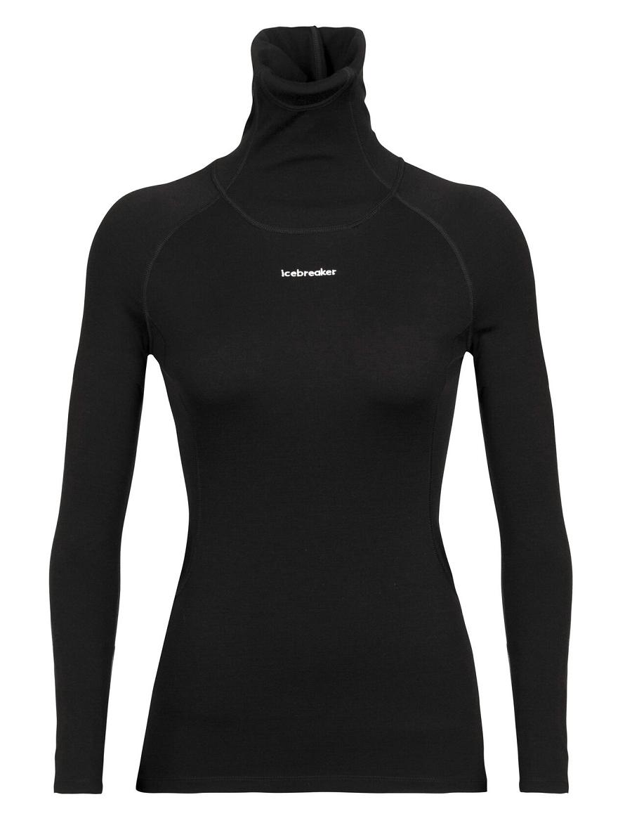 Icebreaker MerinoFine™ Long Sleeve Roll Neck Női Base Layers Fekete | HU 1896XYUF